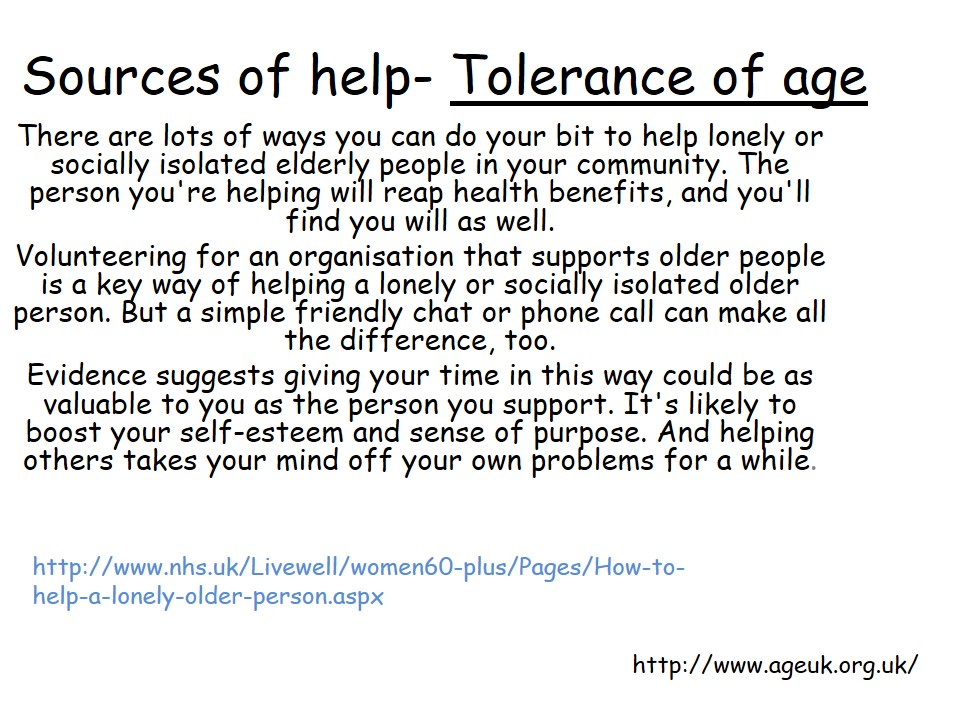 Sources of Help Tolerance of Age