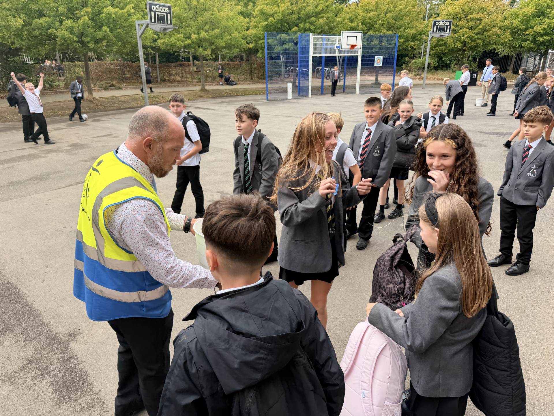 Year 7 students gathering for Fun Friday playground activities