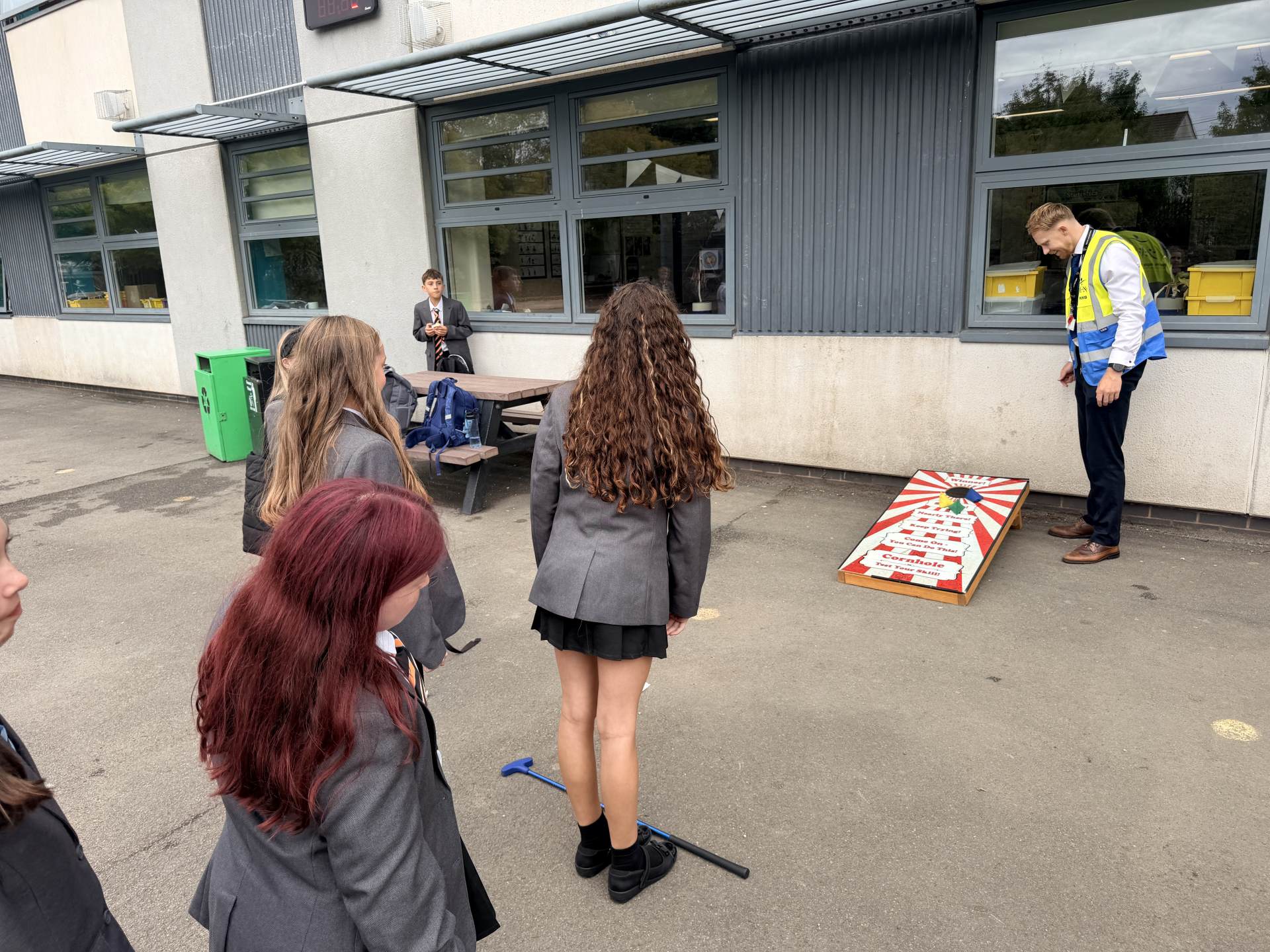 Year 7 students trying a carnival target game