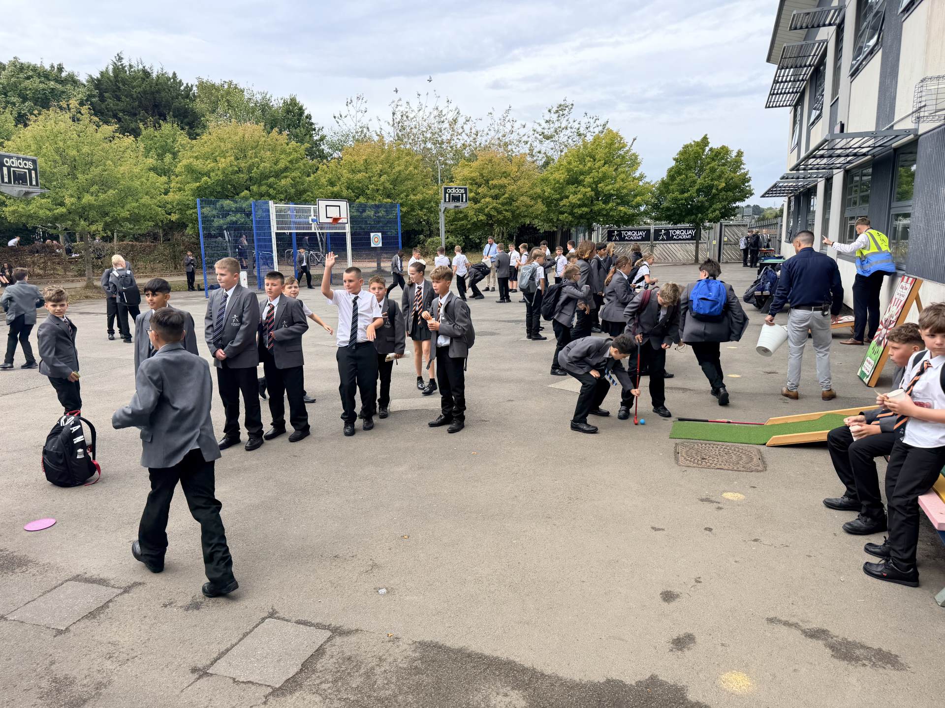 Year 7 students enjoying Fun Friday games in the playground