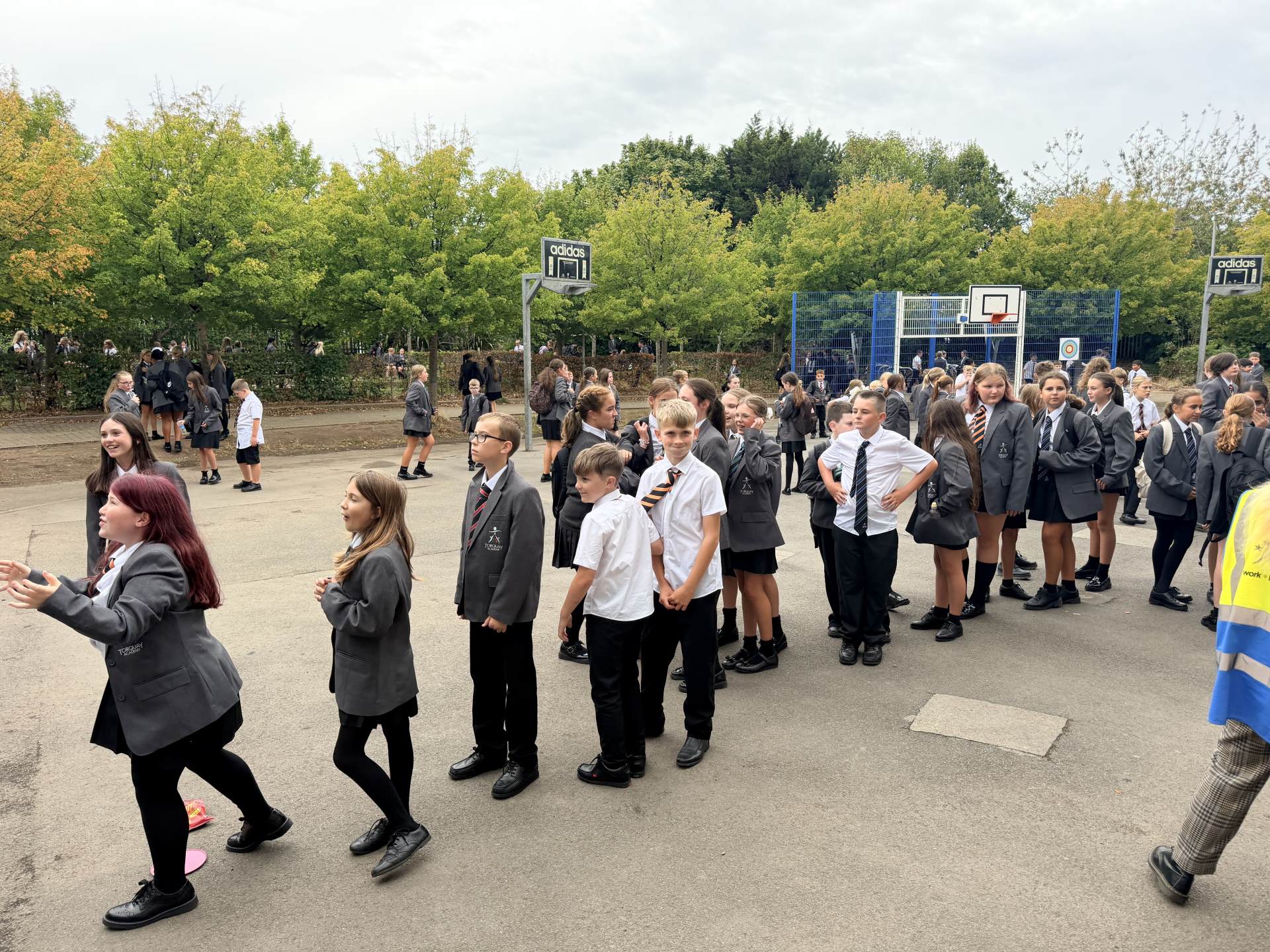 Year 7 students lining up for Fun Friday activities