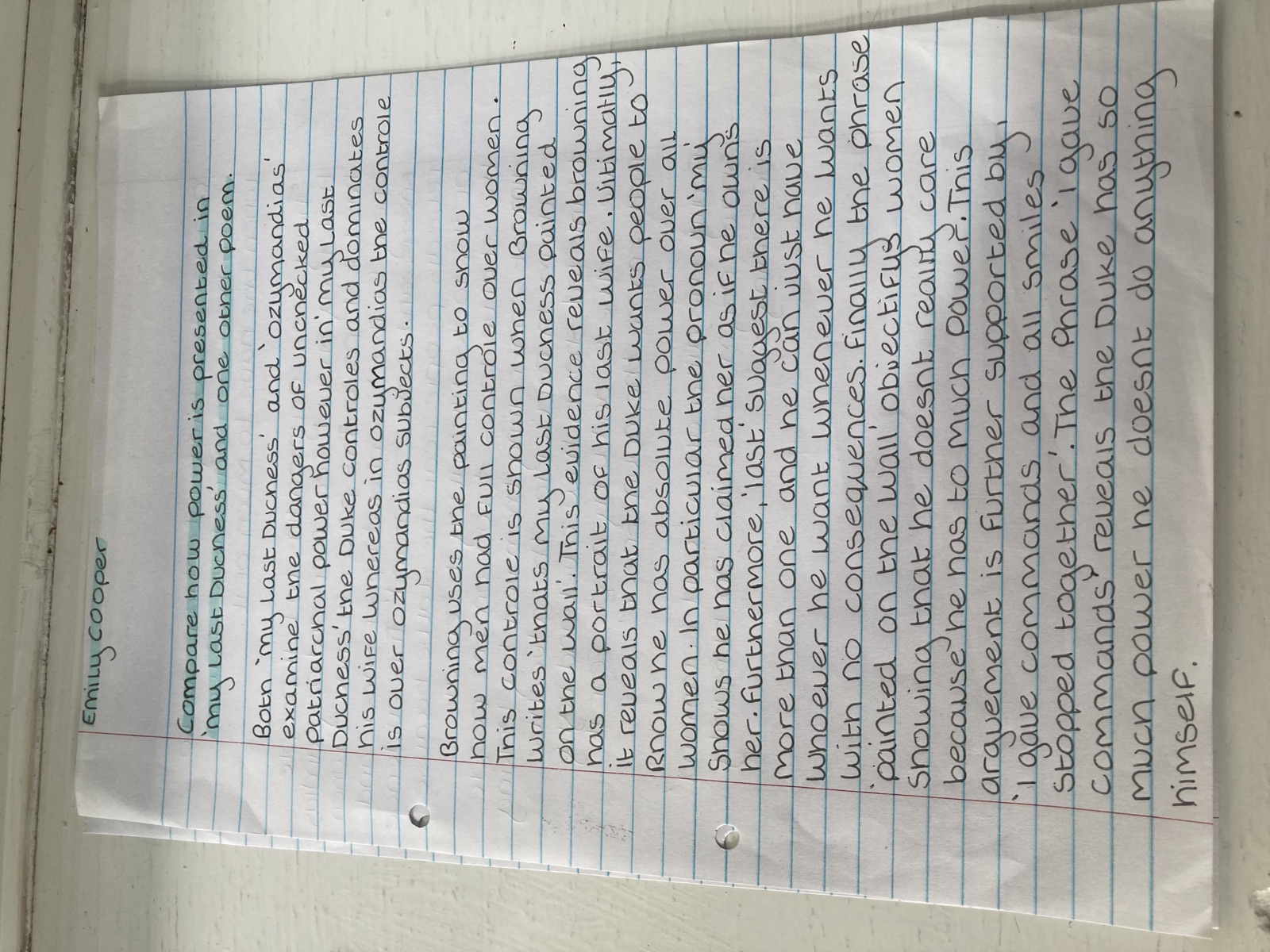 Year 11 Rise to the Weekly Essay Challenge